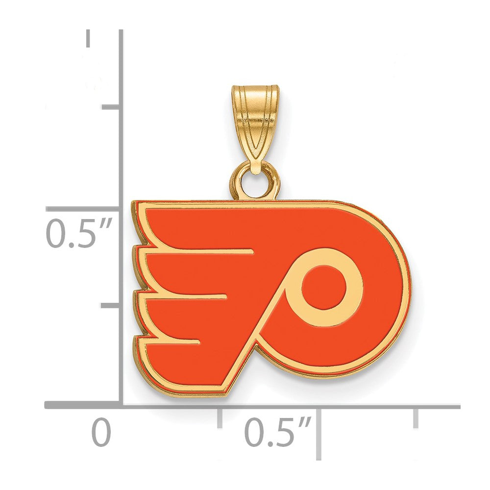 Sterling Silver Gold-plated NHL LogoArt Philadelphia Flyers Small Enamel Pendant
