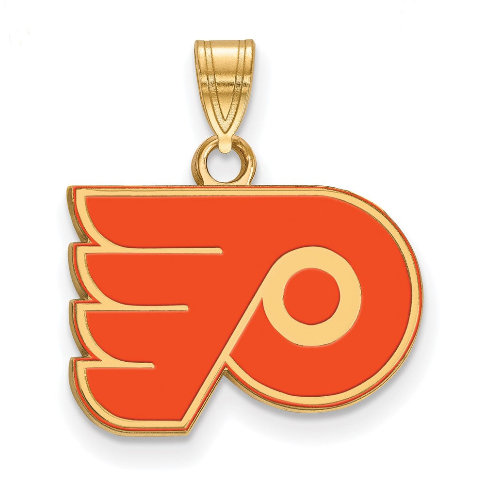Sterling Silver Gold-plated NHL LogoArt Philadelphia Flyers Small Enamel Pendant