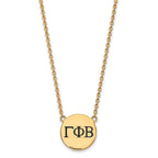 Sterling Silver Gold-plated LogoArt Gamma Phi Beta Sorority Greek Letters Large Black Enamel Pendant 18 inch Necklace