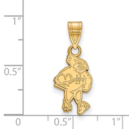 10k Gold LogoArt Iowa State University Cardinal Medium Pendant