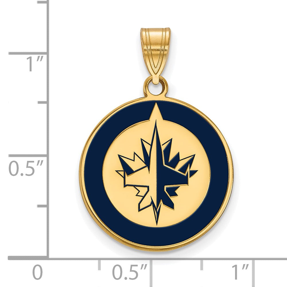 Sterling Silver Gold-plated NHL LogoArt Winnipeg Jets Large Enameled Pendant