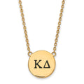 Sterling Silver Gold-plated LogoArt Kappa Delta Sorority Greek Letters Large Black Enamel Pendant 18 inch Necklace