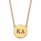 Sterling Silver Gold-plated LogoArt Kappa Delta Sorority Greek Letters Large Black Enamel Pendant 18 inch Necklace