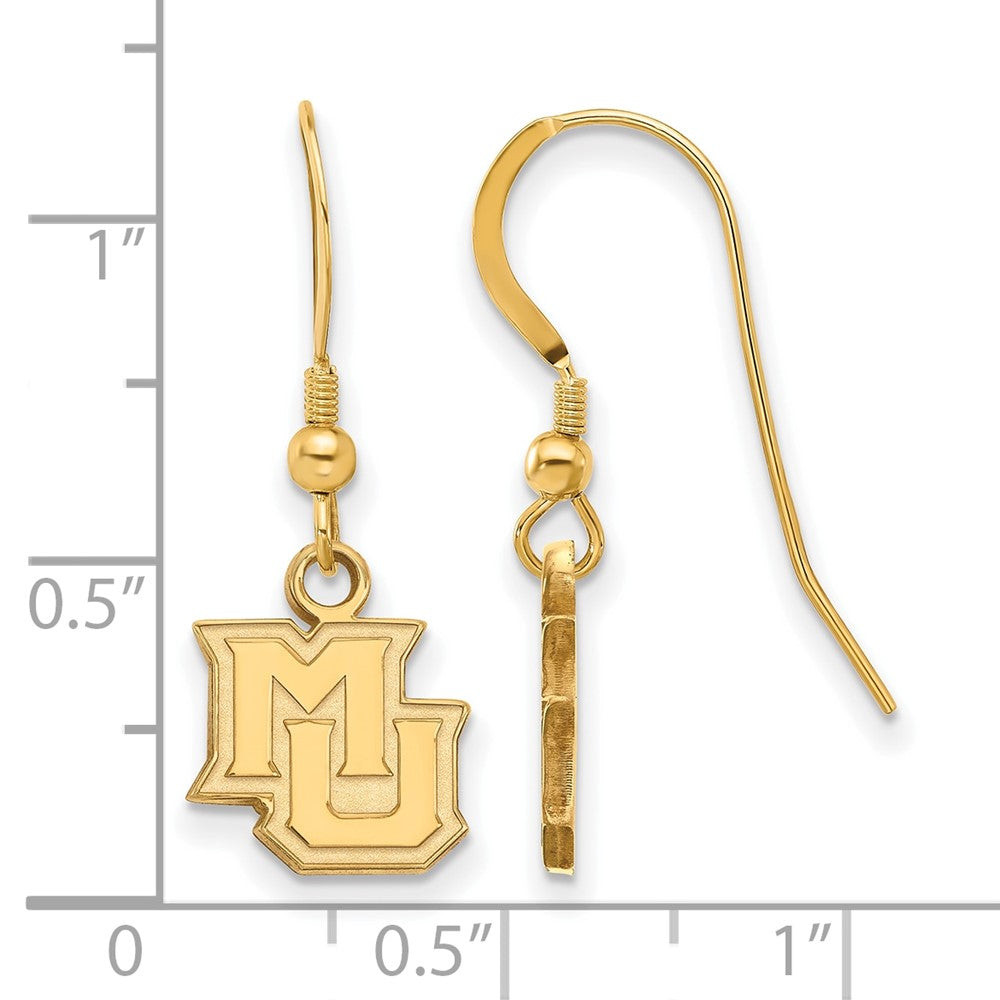 Sterling Silver Gold-plated LogoArt Marquette University M-U Extra Small Dangle Wire Earrings