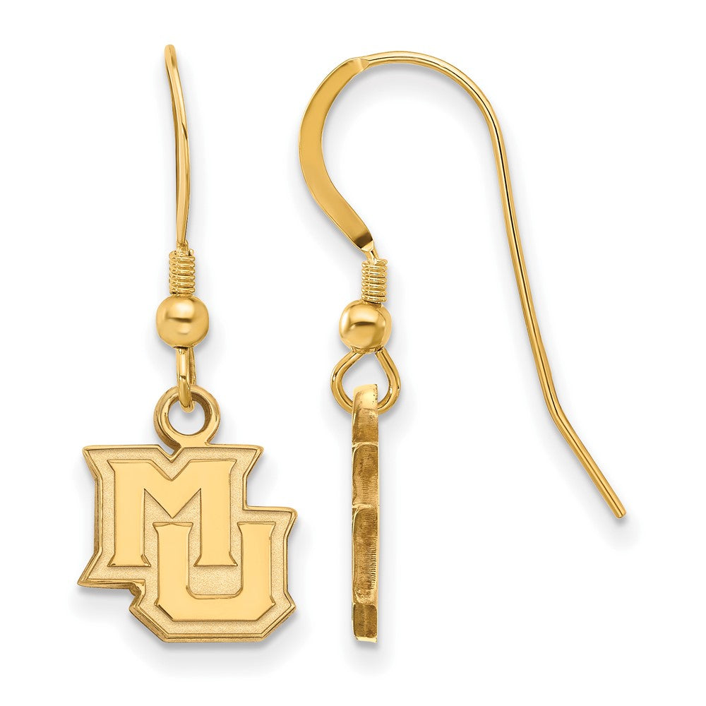 Sterling Silver Gold-plated LogoArt Marquette University M-U Extra Small Dangle Wire Earrings
