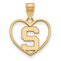 Sterling Silver Gold-plated LogoArt Michigan State University Letter S Heart Pendant