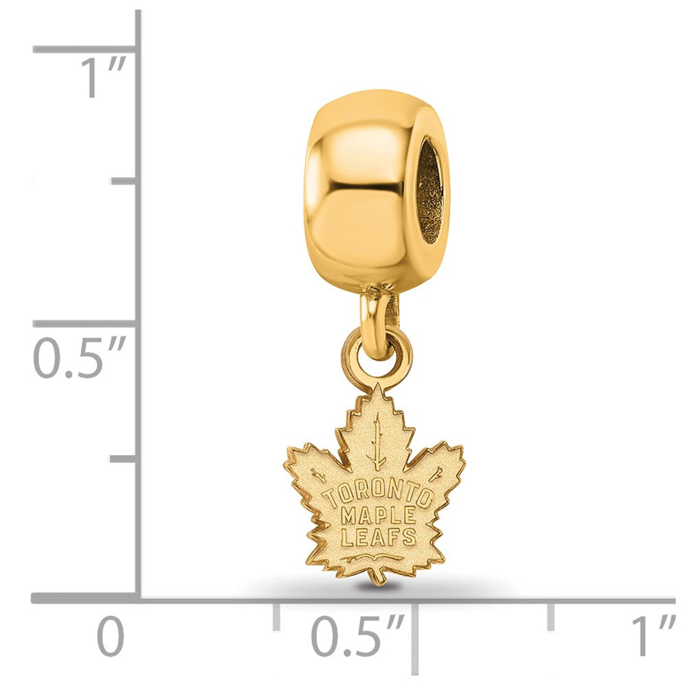 Sterling Silver Gold-plated NHL LogoArt Toronto Maple Leafs Extra Small Dangle Bead Charm