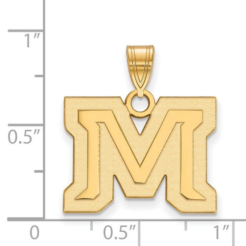 10k Gold LogoArt Montana State University Letter M Medium Pendant