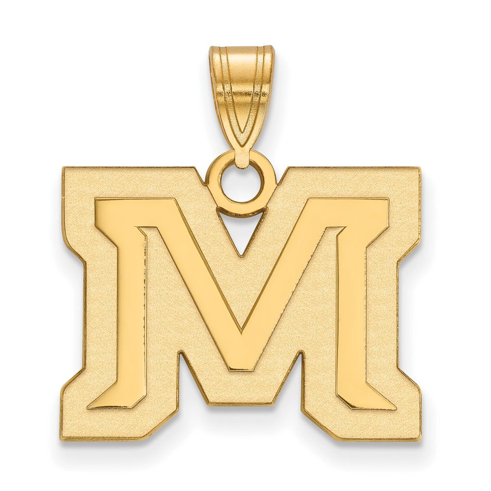 14k Gold LogoArt Montana State University Letter M Medium Pendant
