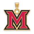 Sterling Silver Gold-plated LogoArt Miami University Ohio Letter M Large Enameled Pendant