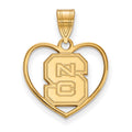 Sterling Silver Gold-plated LogoArt North Carolina State University N-C-S Heart Pendant