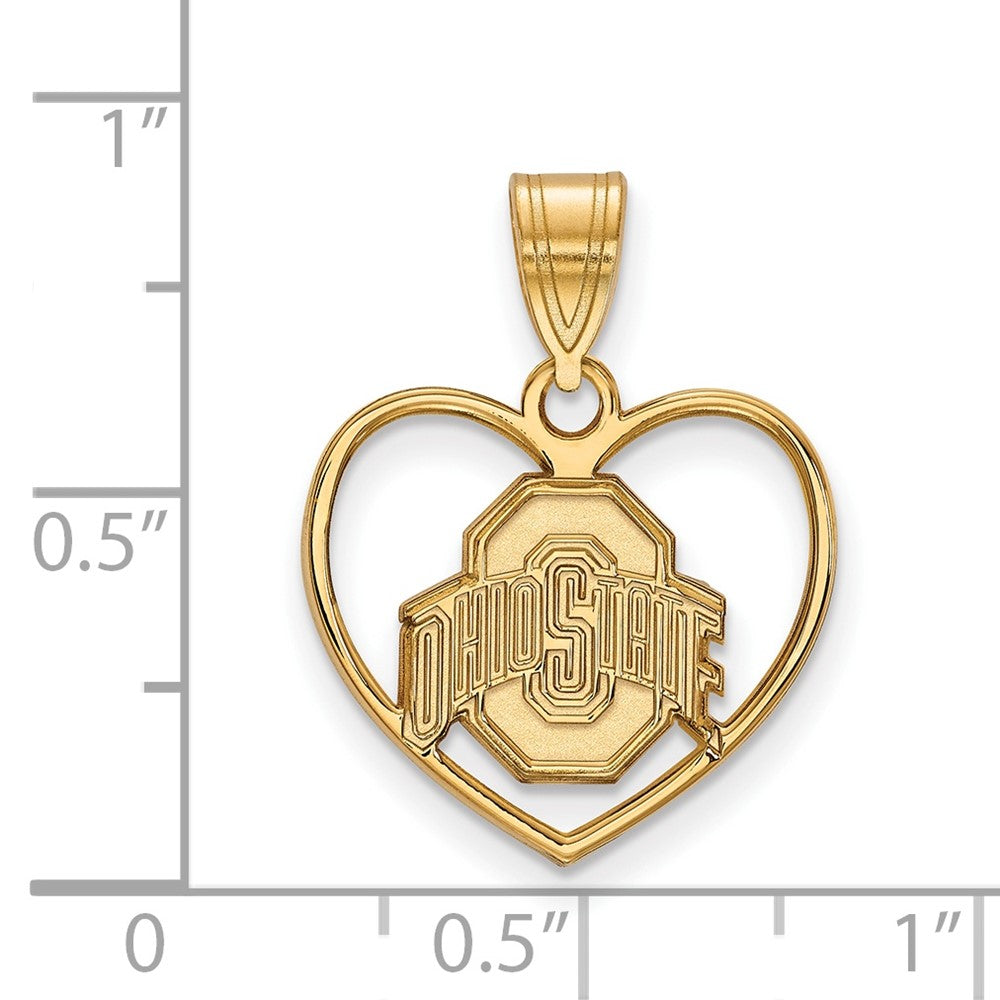 Sterling Silver Gold-plated LogoArt The Ohio State University Heart Pendant