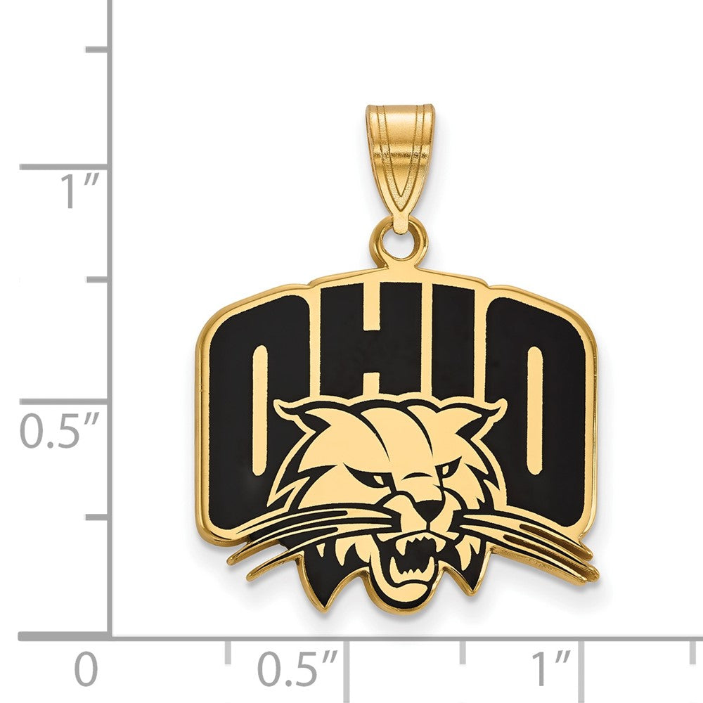 Sterling Silver Gold-plated LogoArt Ohio University Large Enameled Pendant