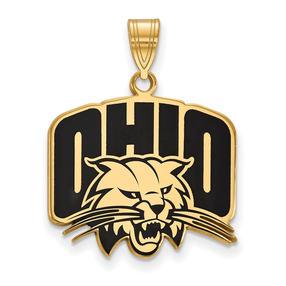 Sterling Silver Gold-plated LogoArt Ohio University Large Enameled Pendant