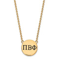 Sterling Silver Gold-plated LogoArt Pi Beta Phi Sorority Greek Letters Large Black Enamel Pendant 18 inch Necklace