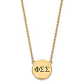 Sterling Silver Gold-plated LogoArt Phi Sigma Sigma Sorority Greek Letters Large Black Enamel Pendant 18 inch Necklace