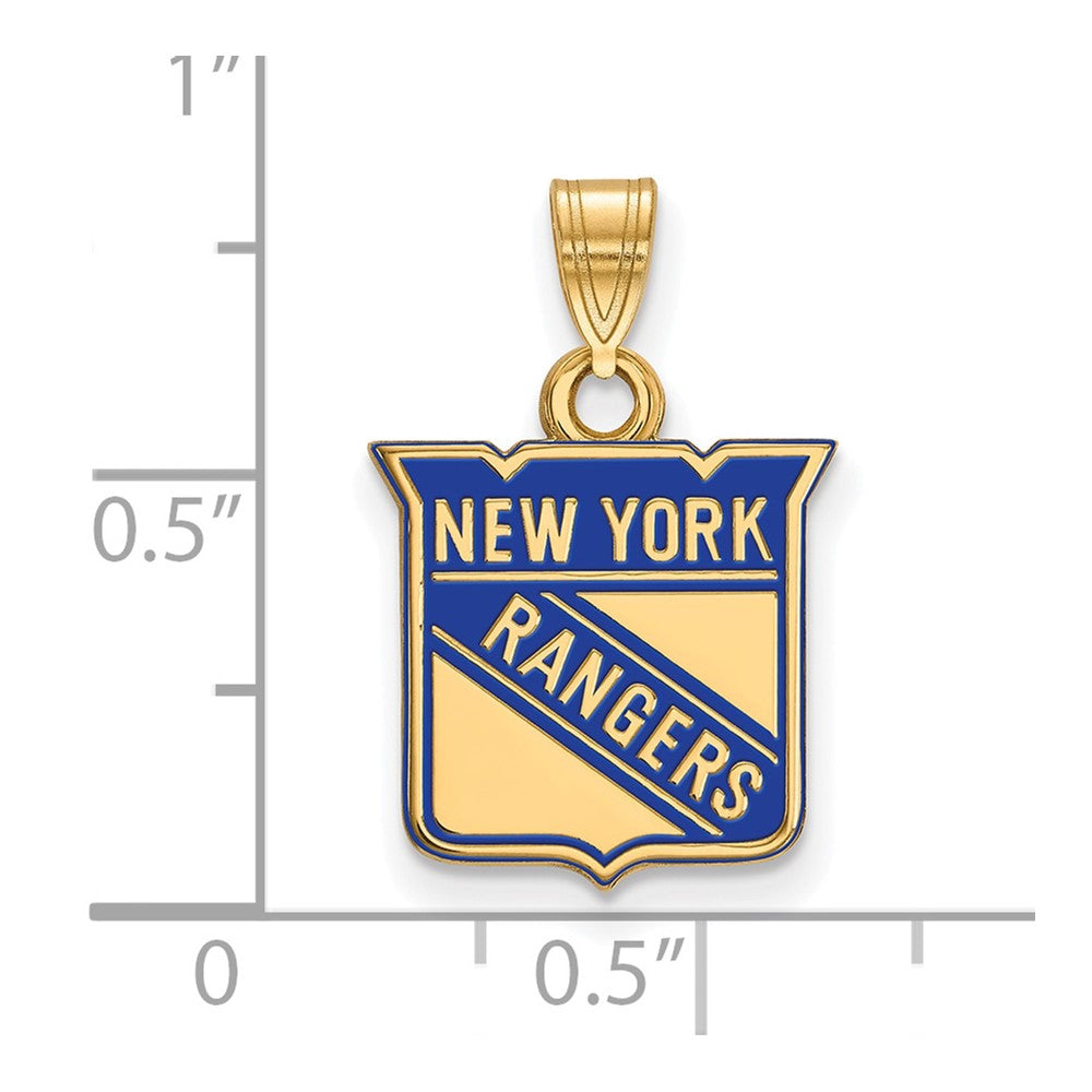 Sterling Silver Gold-plated NHL LogoArt New York Rangers Small Enameled Pendant