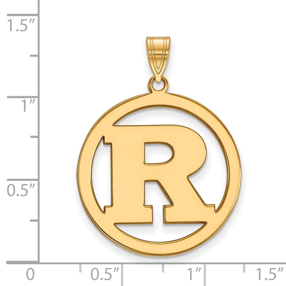 Sterling Silver Gold-plated LogoArt Rutgers University Letter R Extra Large Circle Pendant