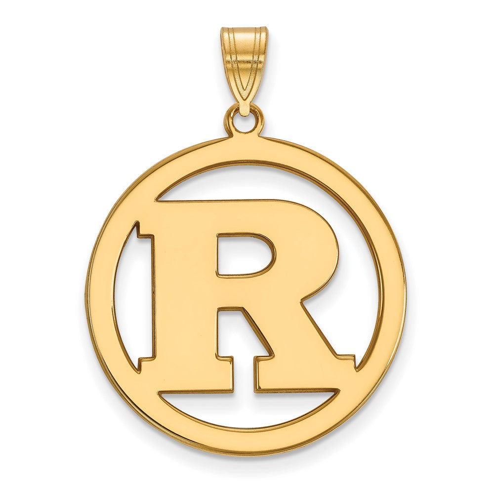 Sterling Silver Gold-plated LogoArt Rutgers University Letter R Extra Large Circle Pendant