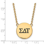 Sterling Silver Gold-plated LogoArt Sigma Delta Tau Sorority Greek Letters Large Black Enamel Pendant 18 inch Necklace