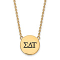 Sterling Silver Gold-plated LogoArt Sigma Delta Tau Sorority Greek Letters Large Black Enamel Pendant 18 inch Necklace