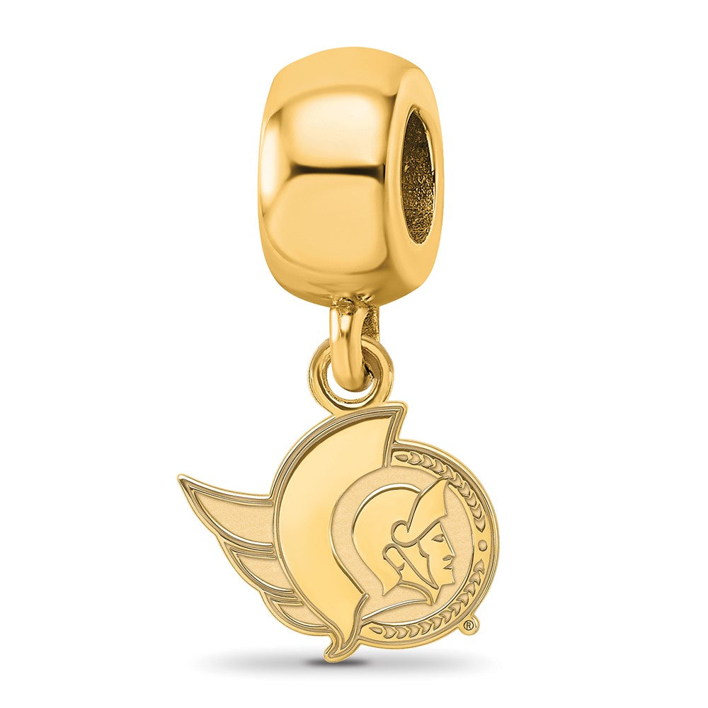 Sterling Silver Gold-plated NHL LogoArt Ottawa Senators Extra Small Dangle Bead Charm