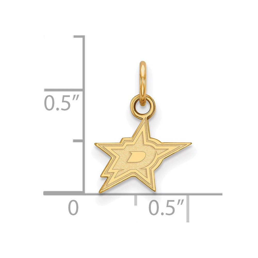 Sterling Silver Gold-plated NHL LogoArt Dallas Stars Extra Small Pendant