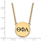 Sterling Silver Gold-plated LogoArt Theta Phi Alpha Sorority Greek Letters Large Black Enamel Pendant 18 inch Necklace