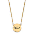 Sterling Silver Gold-plated LogoArt Theta Phi Alpha Sorority Greek Letters Large Black Enamel Pendant 18 inch Necklace