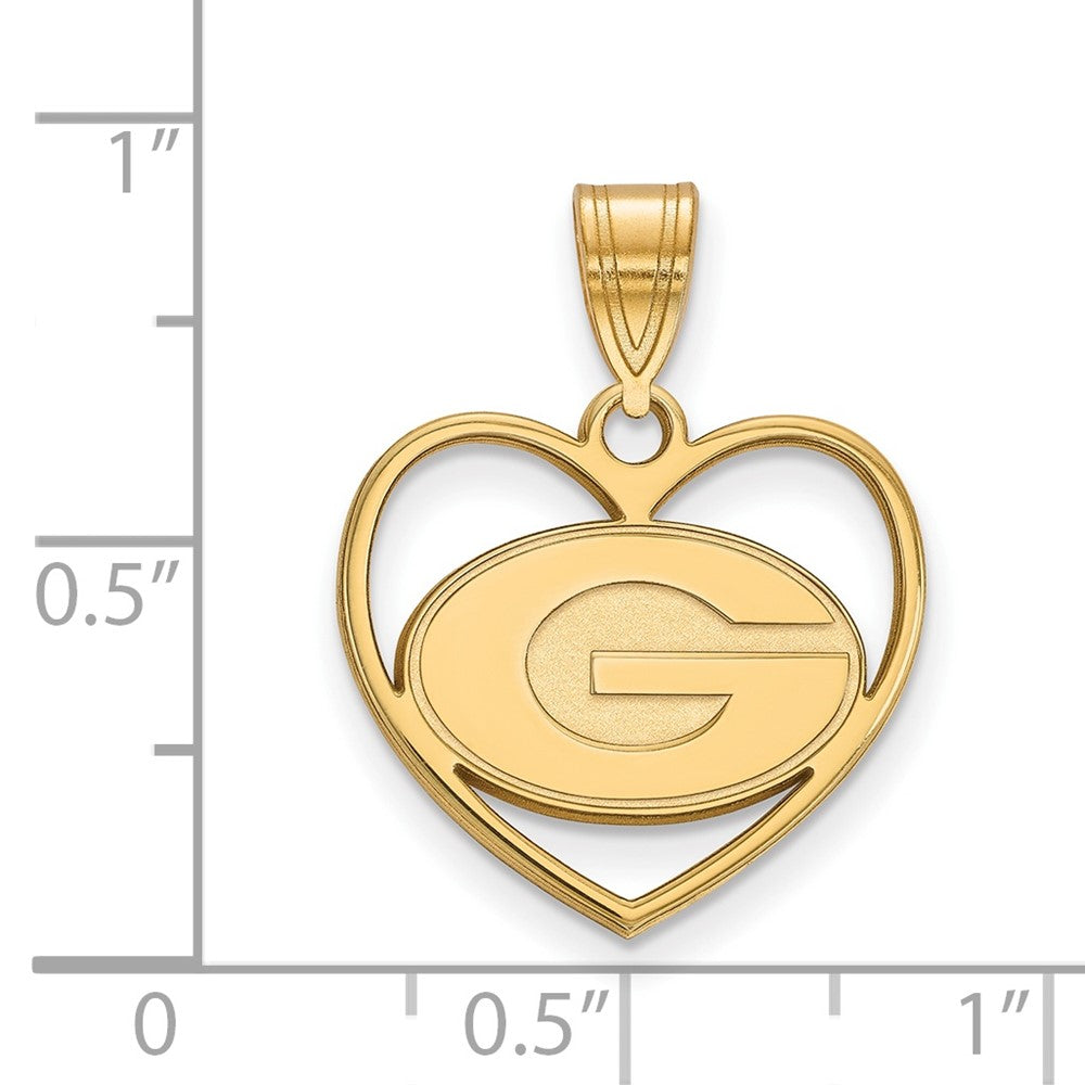 Sterling Silver Gold-plated LogoArt University of Georgia Letter G Heart Pendant