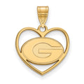 Sterling Silver Gold-plated LogoArt University of Georgia Letter G Heart Pendant