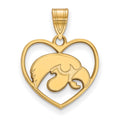 Sterling Silver Gold-plated LogoArt University of Iowa Hawk Heart Pendant