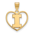 Sterling Silver Gold-plated LogoArt University of Illinois Letter I Heart Pendant