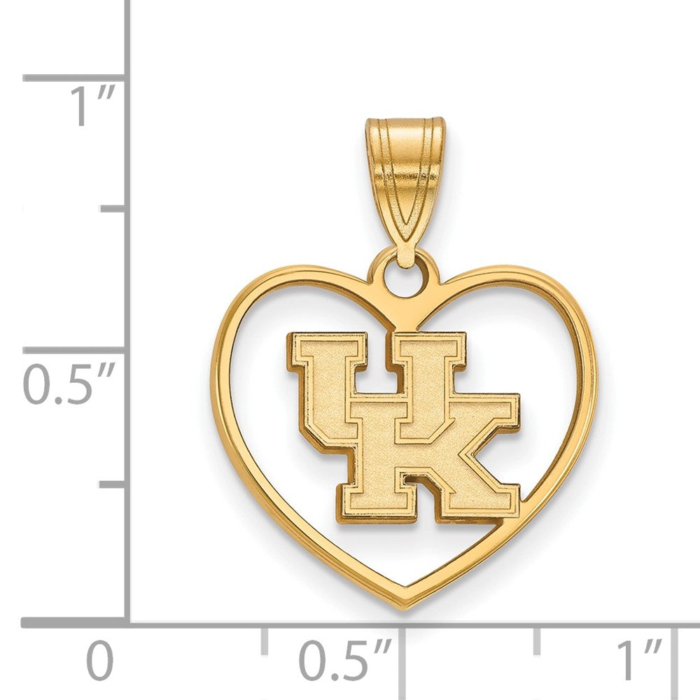 Sterling Silver Gold-plated LogoArt University of Kentucky U-K Heart Pendant