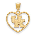 Sterling Silver Gold-plated LogoArt University of Kentucky U-K Heart Pendant