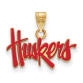 Sterling Silver Gold-plated LogoArt University of Nebraska Huskers Small Enameled Pendant