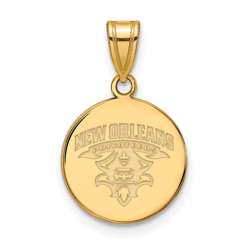 10k Gold LogoArt University of New Orleans U-N-O Medium Disc Pendant
