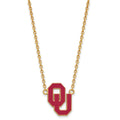 Sterling Silver Gold-plated LogoArt University of Oklahoma O-U Large Enameled Pendant 18 inch Necklace