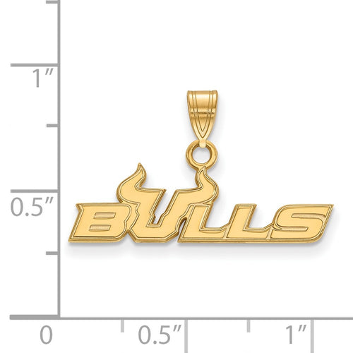 10k Gold LogoArt University of South Florida Bulls Small Pendant