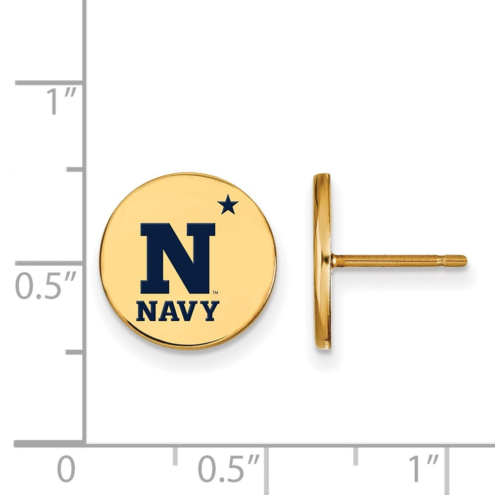 Sterling Silver Gold-plated LogoArt US Naval Academy Small Enameled Disc Post Earrings