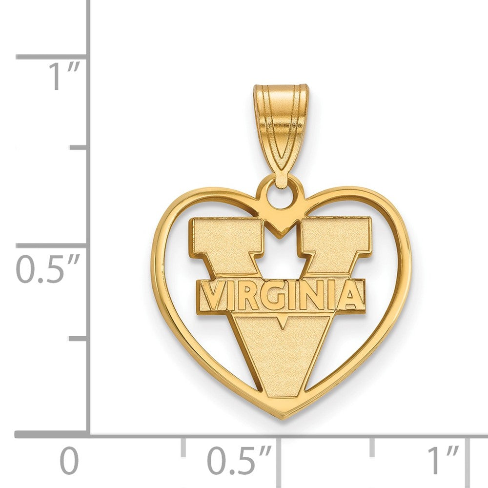 Sterling Silver Gold-plated LogoArt University of Virginia Heart Pendant