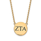 Sterling Silver Gold-plated LogoArt Zeta Tau Alpha Sorority Greek Letters Large Black Enamel Pendant 18 inch Necklace