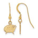 Sterling Silver Gold-plated NHL LogoArt Columbus Blue Jackets Extra Small Dangle Earrings
