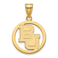 Sterling Silver Gold-plated LogoArt Baylor University Bears Medium Circle Pendant