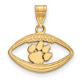 Sterling Silver Gold-plated LogoArt Clemson University Tiger Paw Football Pendant