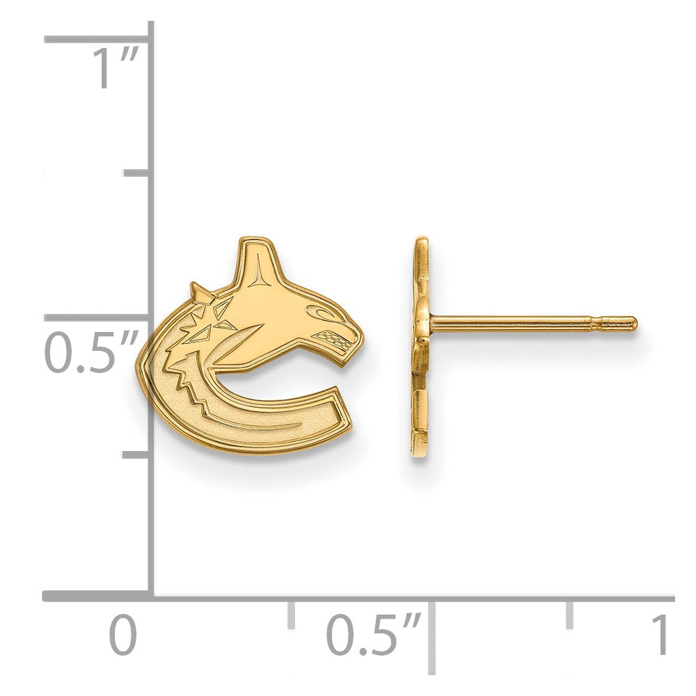 Sterling Silver Gold-plated NHL LogoArt Vancouver Canucks Extra Small Post Earrings
