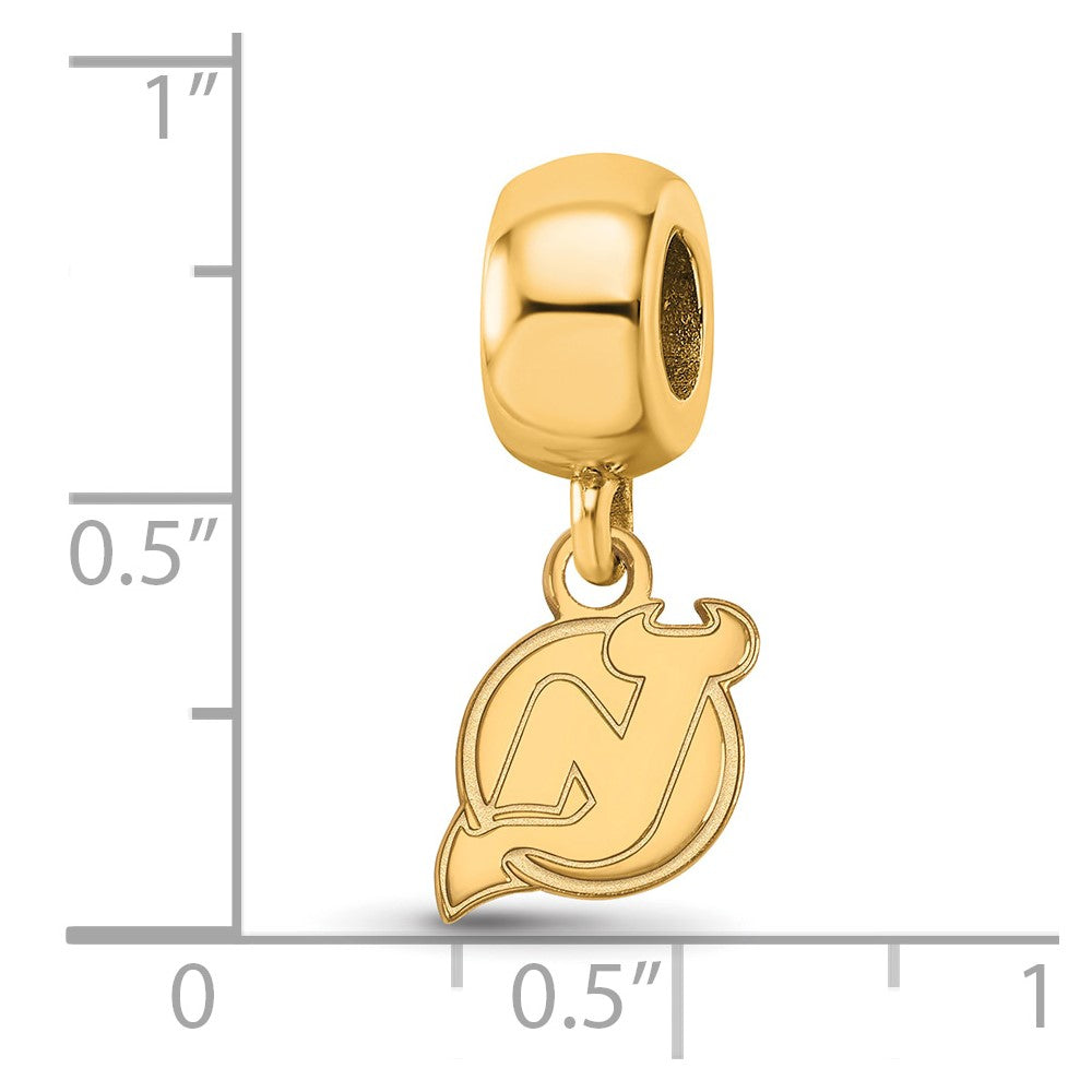 Sterling Silver Gold-plated NHL LogoArt New Jersey Devils Extra Small Dangle Bead Charm