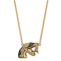 Sterling Silver Gold-plated LogoArt Florida A and M University Rattler Large Enameled Pendant 18 inch Necklace
