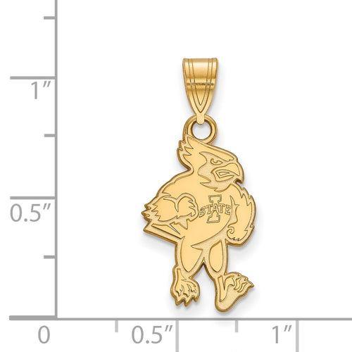 10k Gold LogoArt Iowa State University Cardinal Large Pendant
