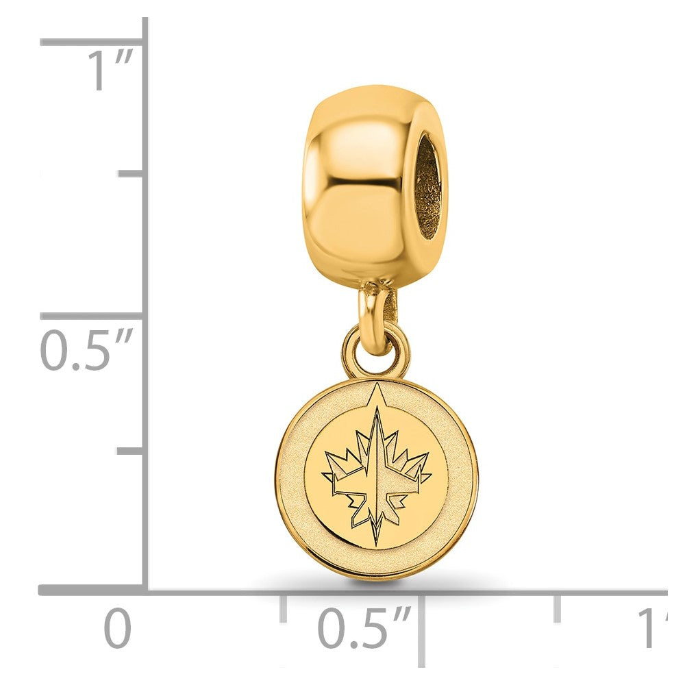 Sterling Silver Gold-plated NHL LogoArt Winnipeg Jets Extra Small Dangle Bead Charm